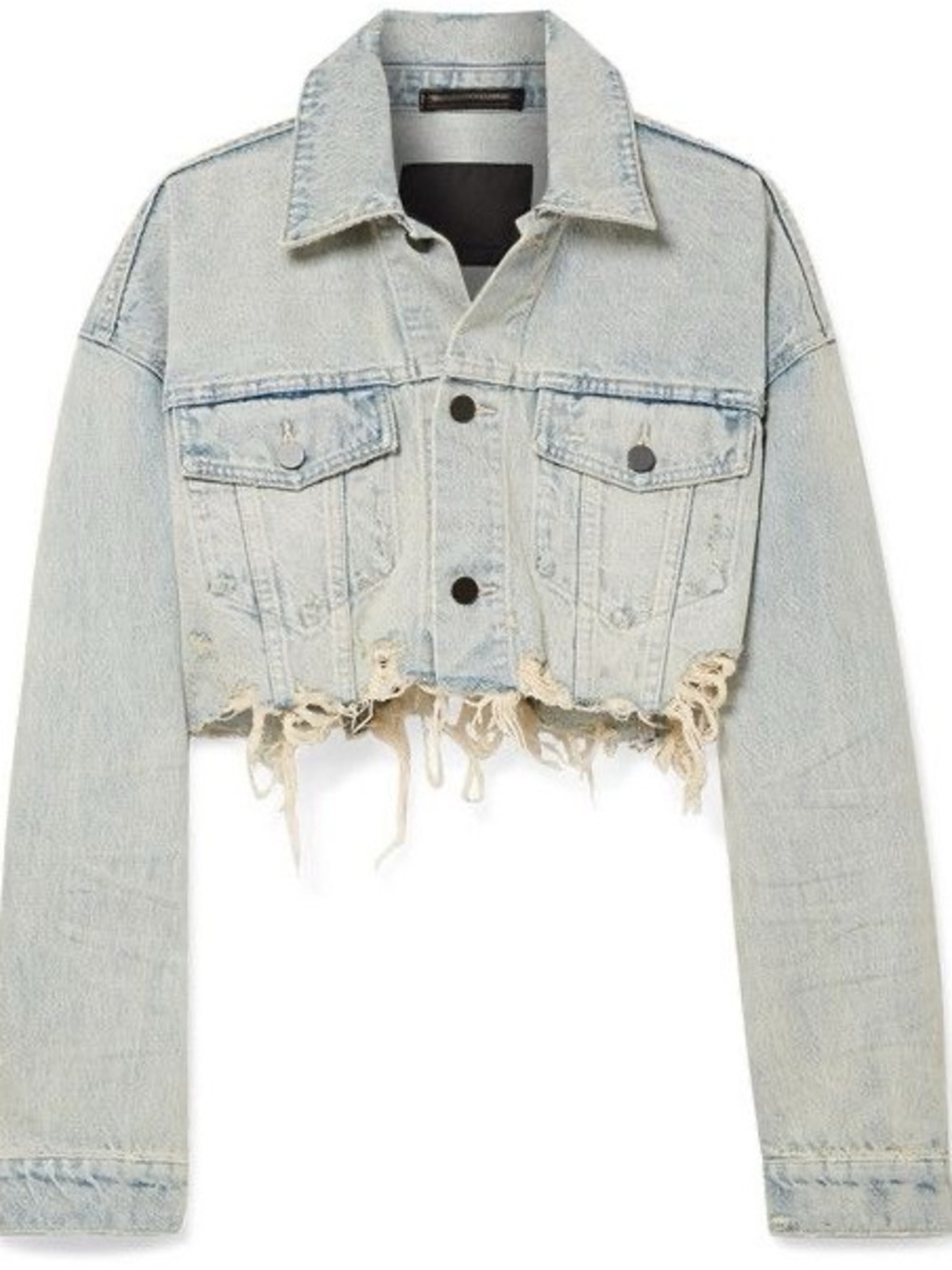 Alexander Wang Light Wash Cropped Distressed Denim Jacket - Women